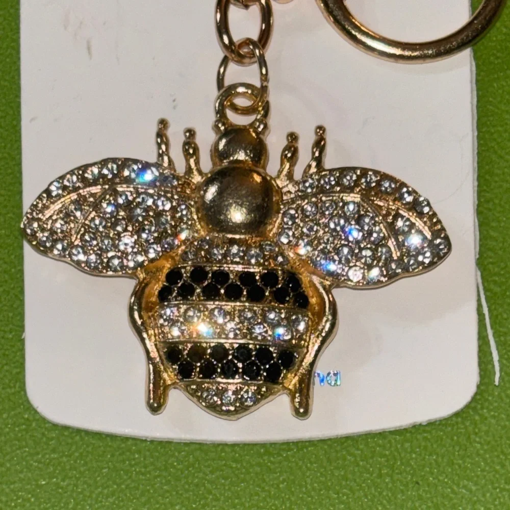 Sparkling Gold and Black with Crystals Bee Keychain/Bag Charm